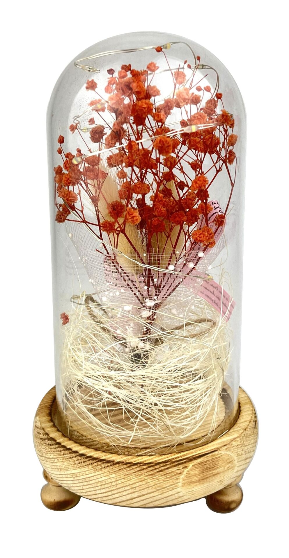 Işıklı Çiçekli Fanus Cam Model 2