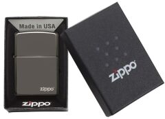 Zippo Ice Black Çakmak Logolu Parlak