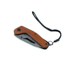 Ahşap Kabzeli Mini Cep Çakısı - Taşıma İpli