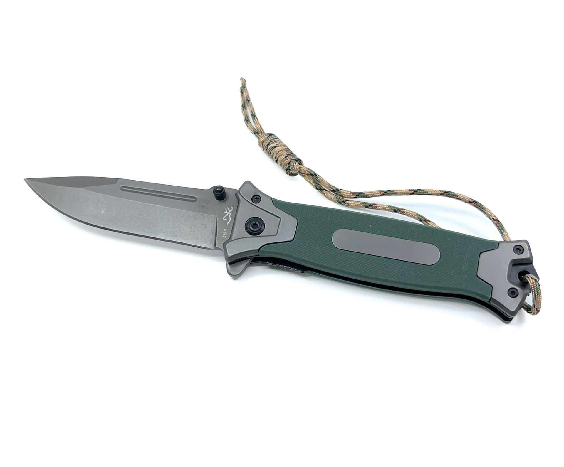 Flipper Mekanizmalı Paracord İpli Avcı Bıçağı - Haki