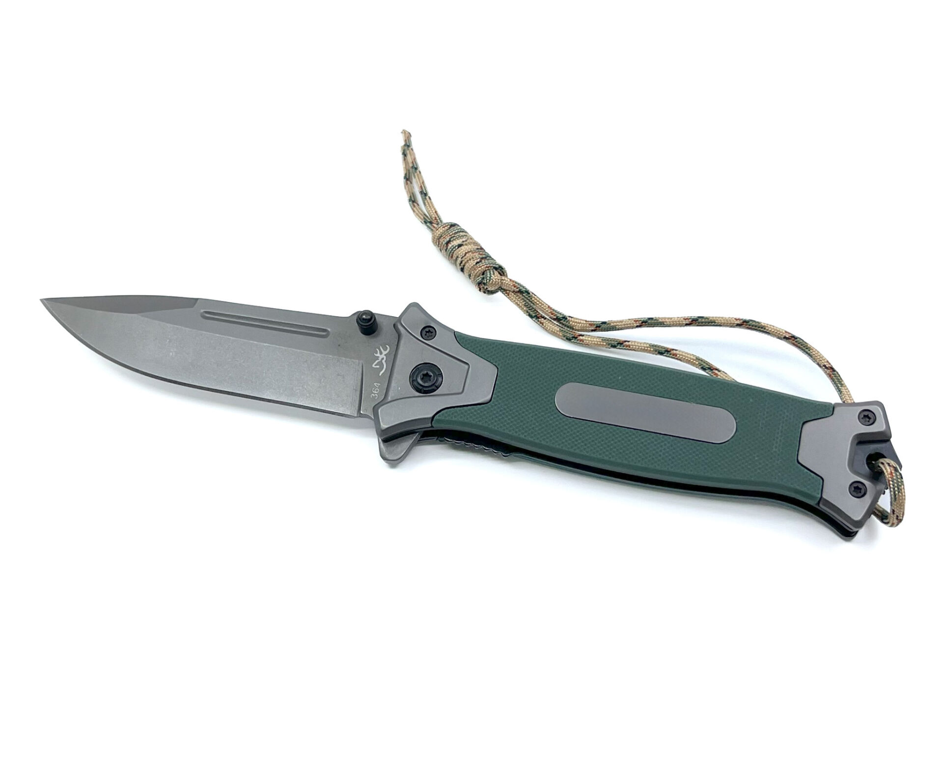 Flipper Mekanizmalı Paracord İpli Avcı Bıçağı - Haki