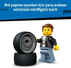LEGO City Hot Rod 60485 – 5 Yaş ve Üzeri Çocuklar için Sürücü Minifigürü İçeren Yaratıcı Oyuncak Araba Yapım Seti (81 Parça)