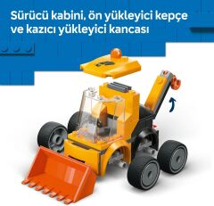 LEGO City Araçlar - İnşaat Yükleyicisi 60483 – 5 Yaş ve Üzeri Çocuklar için Minifigür İçeren Oyuncak Yapım Seti (61 Parça)