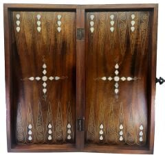 Pirinç Kakmalı Sedef İşlemeli El İşçiliği Tavla Takımı