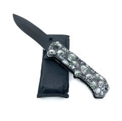 Kuru Kafa Desenli Kabze Flipper Mekanizma EDC Çakı - Siyah