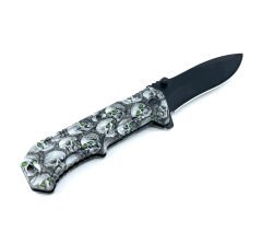 Kuru Kafa Desenli Kabze Flipper Mekanizma EDC Çakı - Siyah
