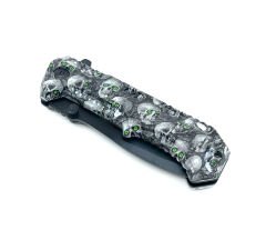 Kuru Kafa Desenli Kabze Flipper Mekanizma EDC Çakı - Siyah