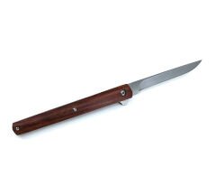 Özel Şık Kılıfında Ahşap Kabze Dikiş Tutmaz Flipper Çakı - Kahverengi