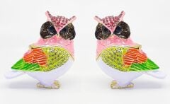 2Li Swaroski Taşlı Metal Baykuş Mücevher Kutusu