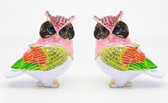 2Li Swaroski Taşlı Metal Baykuş Mücevher Kutusu