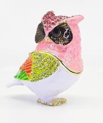 2Li Swaroski Taşlı Metal Baykuş Mücevher Kutusu