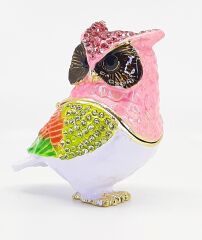 2Li Swaroski Taşlı Metal Baykuş Mücevher Kutusu