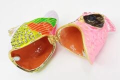 2Li Swaroski Taşlı Metal Baykuş Mücevher Kutusu