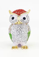 (SWARSKYBYKS857) 2Li Swaroski Taşlı Metal Baykuş Mücevher Kutusu