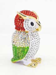 (SWARSKYBYKS857) 2Li Swaroski Taşlı Metal Baykuş Mücevher Kutusu