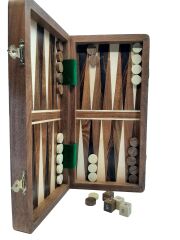 Komple Ahşap Mıknatıslı Satranç ve Tavla Takımı Mini Boy (20cm)