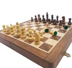 Komple Ahşap Mıknatıslı Satranç ve Tavla Takımı Orta Boy (36cm)