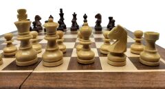 Komple Ahşap Mıknatıslı Satranç ve Tavla Takımı Orta Boy (36cm)