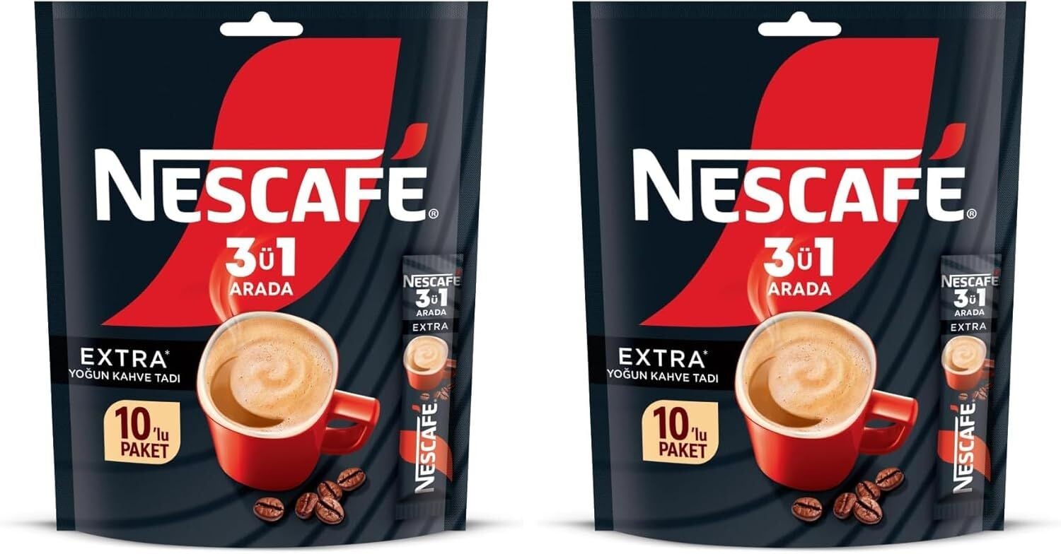 Nescafe 3ü1 Arada Extra Yoğun Kahve Tadı Granül Kahve 10'lu Paket (2 ADET)