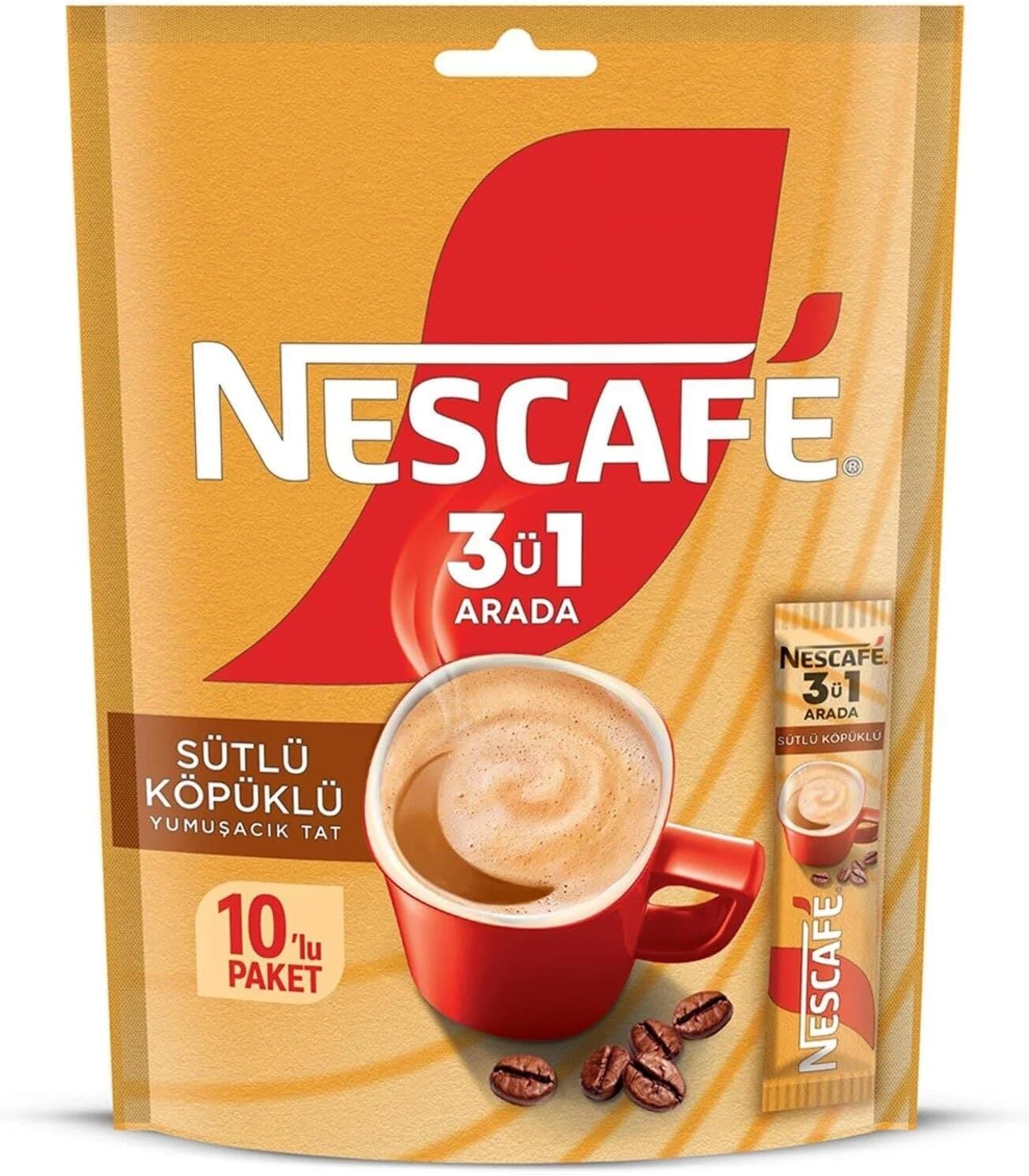 Nescafe 3ü1 Arada Sütlü Köpüklü Granül Kahve 10'lu Paket