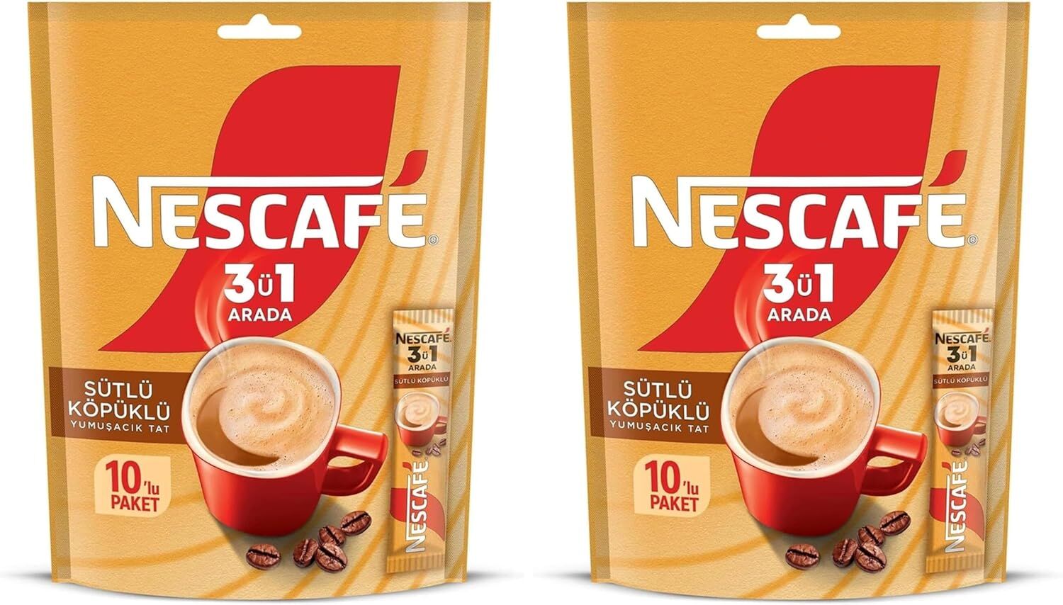 Nescafe 3ü1 Arada Sütlü Köpüklü Granül Kahve 10'lu Paket (2 ADET)