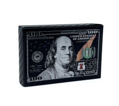 Dolar Baskılı İskambil Kağıdı Plastik Su Geçirmez Oyun Kağıdı - Siyah