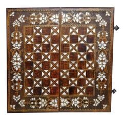 El Yapımı Sedef İşleme Pirinç Kakma Tavla Takımı