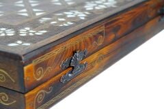 El Yapımı Sedef İşleme Pirinç Kakma Tavla Takımı