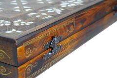 El Yapımı Sedef İşleme Pirinç Kakma Tavla Takımı