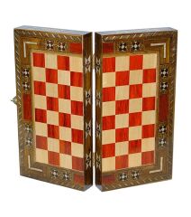 El Yapımı Gerçek Ahşap Kesme Küçük Tavla Takımı