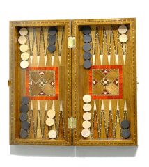 El Yapımı Gerçek Ahşap Kesme Küçük Tavla Takımı