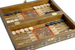 El Yapımı Gerçek Ahşap Kesme Küçük Tavla Takımı