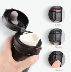 Paslanmaz Çelik Kahve Termosu - Mug 380ml Siyah