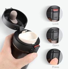Paslanmaz Çelik Kahve Termosu - Mug 380ml Siyah