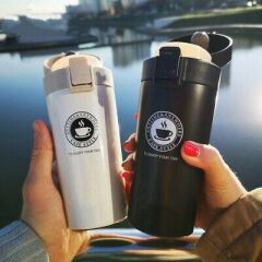 Paslanmaz Çelik Kahve Termosu - Mug 380ml Siyah