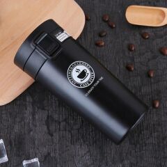 Paslanmaz Çelik Kahve Termosu - Mug 380ml Siyah