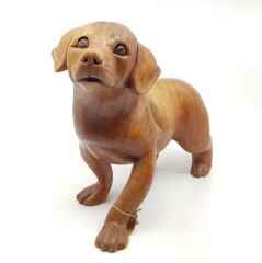 El Oyması Ahşap Köpek Biblo