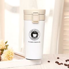 Paslanmaz Çelik Kahve Termosu - Mug 350ml Beyaz