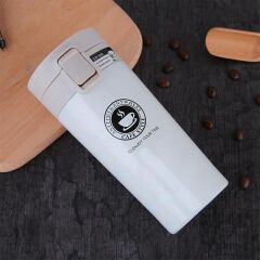 Paslanmaz Çelik Kahve Termosu - Mug 350ml Beyaz