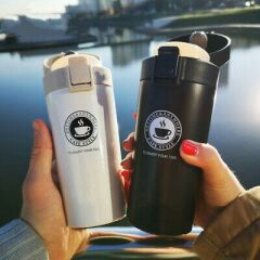 Paslanmaz Çelik Kahve Termosu - Mug 350ml Beyaz