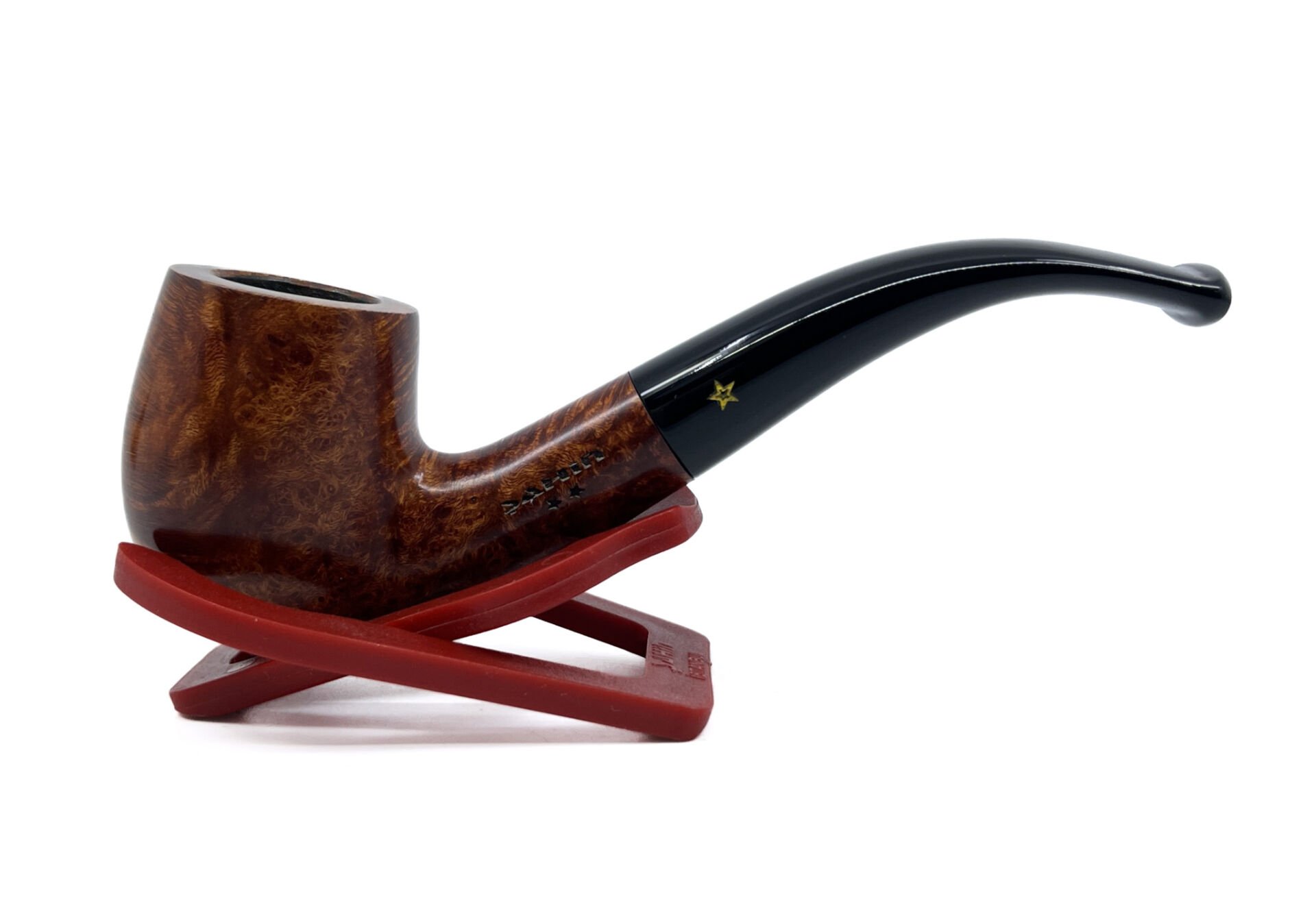 Şahin Sarı Yıldız Bent Billiard 9mm Filtreli Akrilik Saplı Pipo X-160