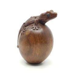 El Oyması Ahşap Gekko Biblo