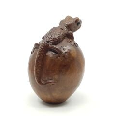 El Oyması Ahşap Gekko Biblo