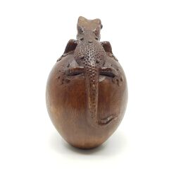 El Oyması Ahşap Gekko Biblo