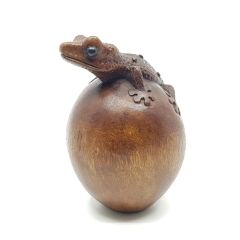 El Oyması Ahşap Gekko Biblo