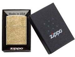 Zippo Armor Case Logo Gold Rustic Çakmak