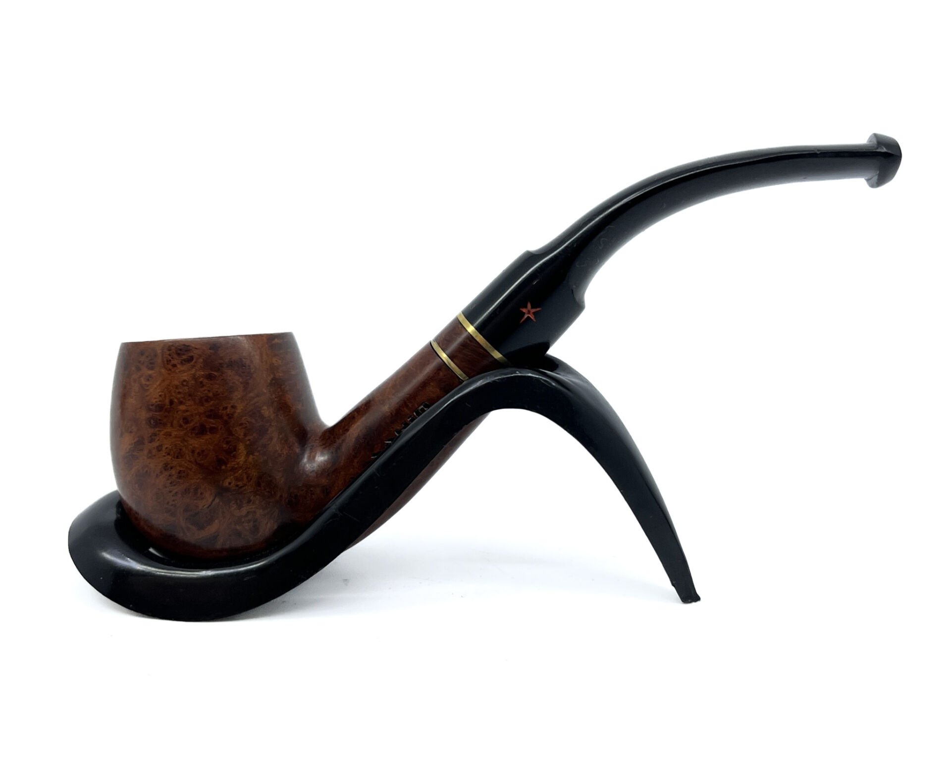 Şahin Kırmızı Yıldız Bent Apple 6 mm Filtreli Ebonit Saplı Pipo - 237100