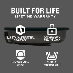 The All-In-One Fry Pan Set - Çelik Kızartma Tava Seti (9 Parça)  .94L  32oz