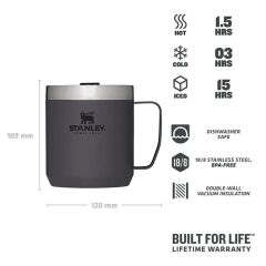 The Legendary Camp Mug Kapaklı Termos Bardak 0.35L  12oz - Charcoal