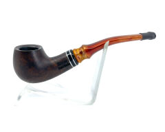 Dapper Bent Billiard Briar (Gül Kökü) 9 mm Filtreli El Yapımı Pipo - 2442